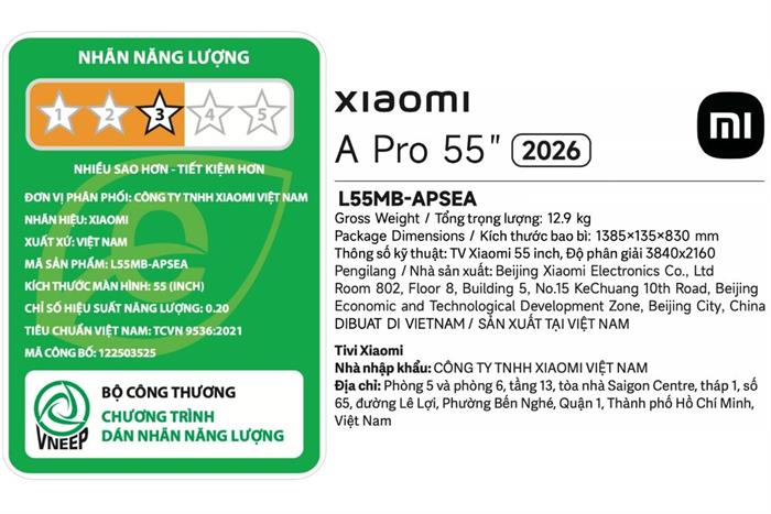 Google Tivi QLED Xiaomi 4K A Pro 55 inch L55MB-APSEA 2026